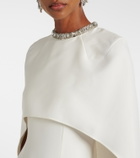 Roland Mouret Caped crystal-embellished crêpe midi dress