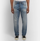 Nudie Jeans - Steady Eddie II Tapered Distressed Organic Denim Jeans - Mid denim