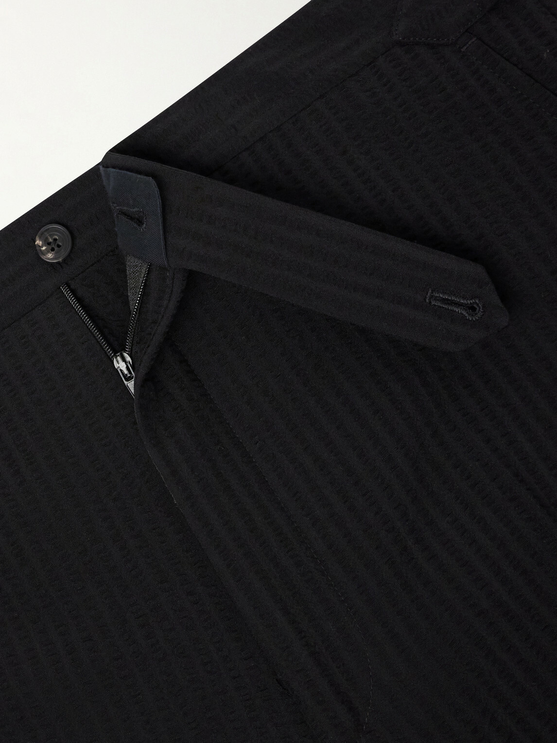J. Mueser - Waverly Straight-Leg Wool Seersucker Suit Trousers - Black