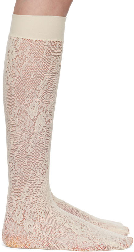 Photo: Swedish Stockings Off-White Rosa Lace Knee-High Socks