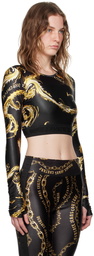 Versace Jeans Couture Black & Gold Chromo Couture Long Sleeve T-Shirt