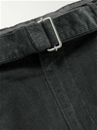 Officine Générale - Hugo Tapered Belted Cotton-Blend Corduroy Trousers - Gray