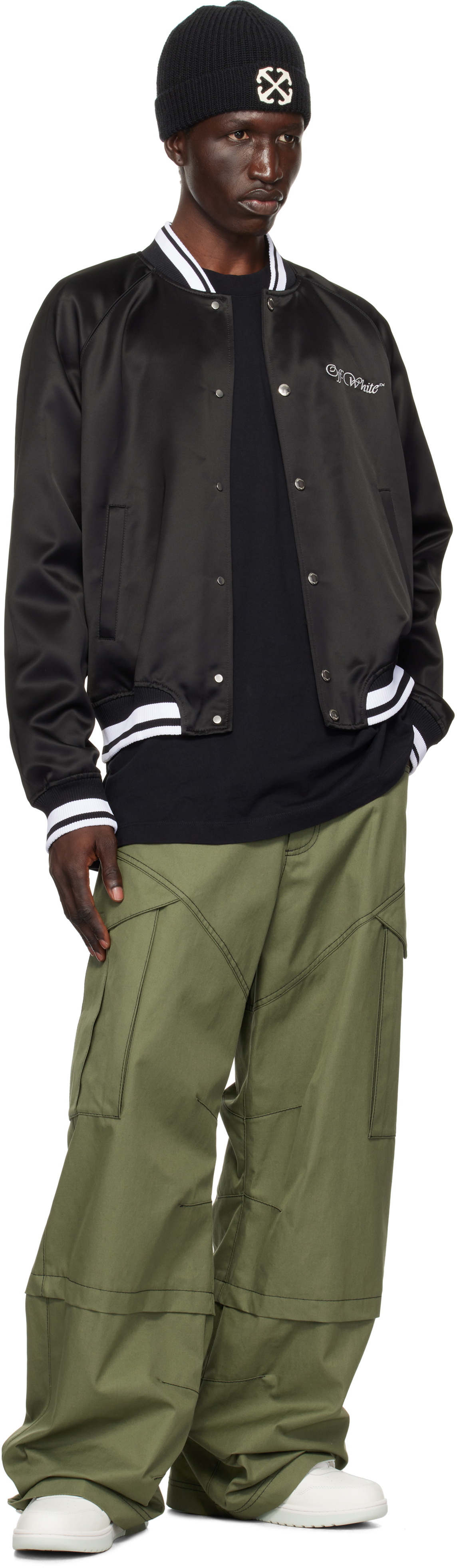 Off-White Black College Satin Bomber Jacket