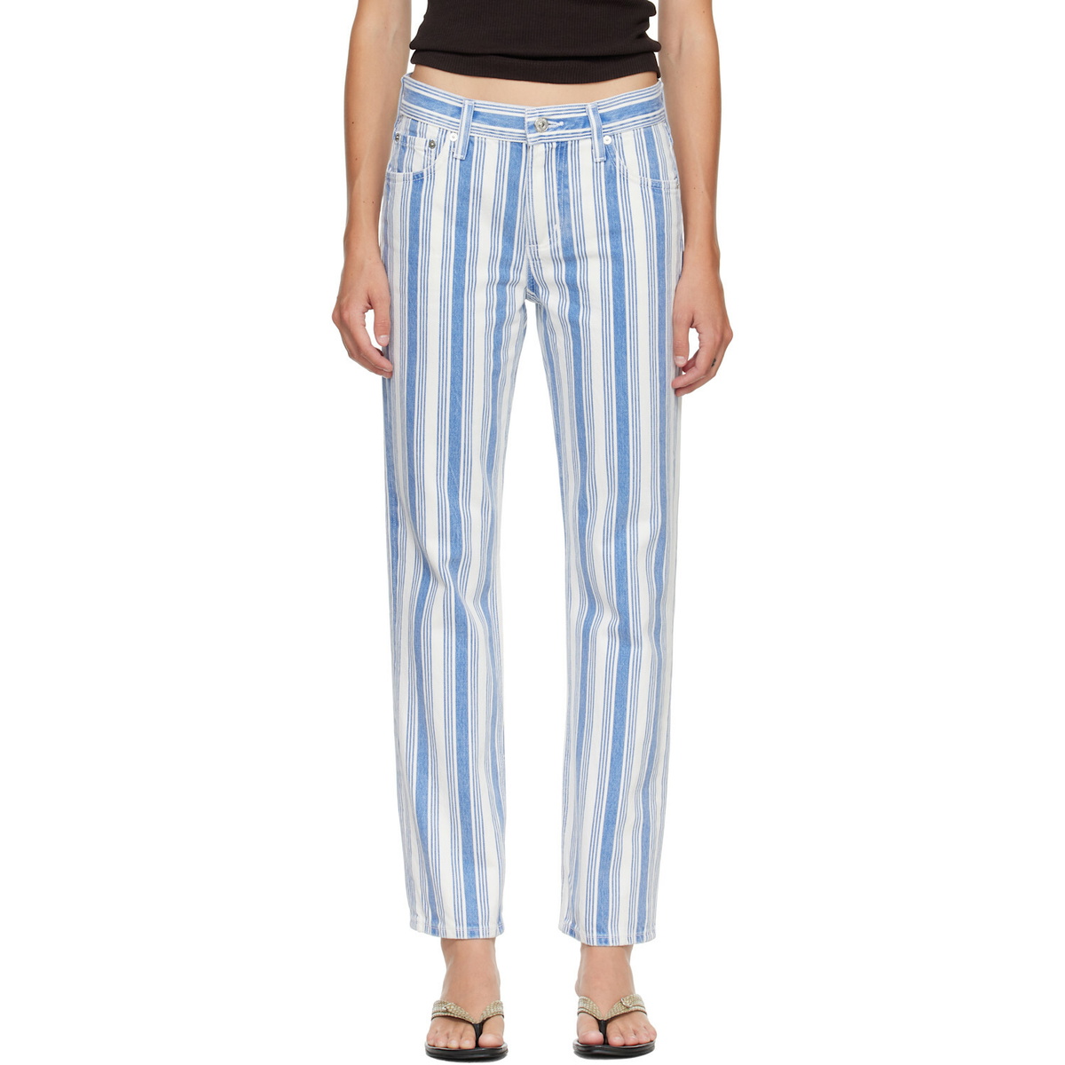 Citizens of Humanity Blue & White Anissa Straight Leg Jeans