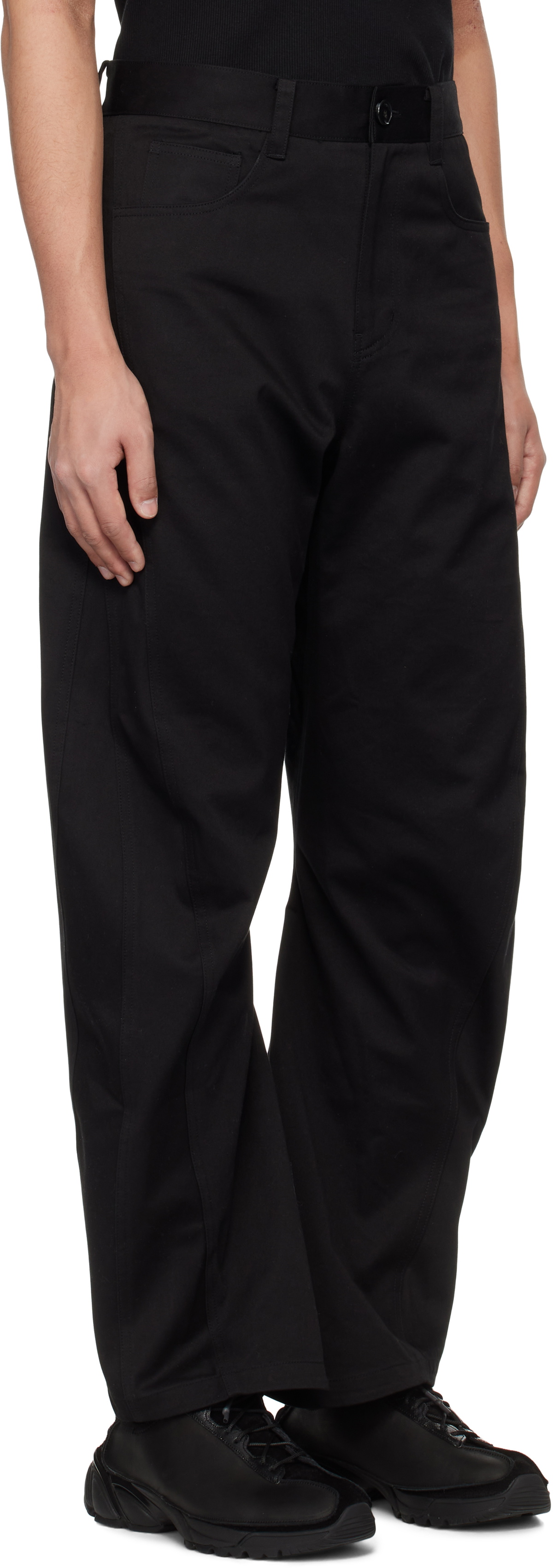 lesugiatelier Black Curved Silhouette Trousers