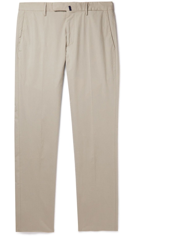 Photo: Incotex - Slim-Fit Stretch-Cotton Poplin Trousers - Neutrals