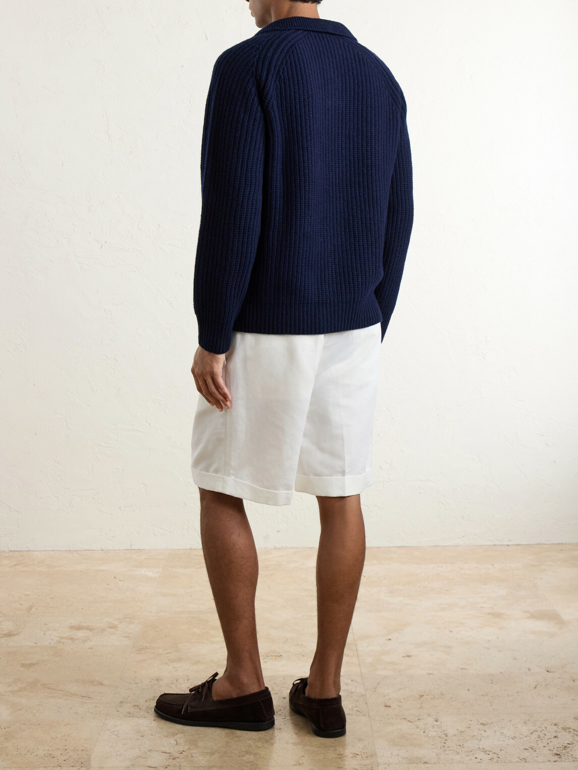 Eleventy - Ribbed-Knit Wool and Cashmere-Blend Polo Shirt - Blue