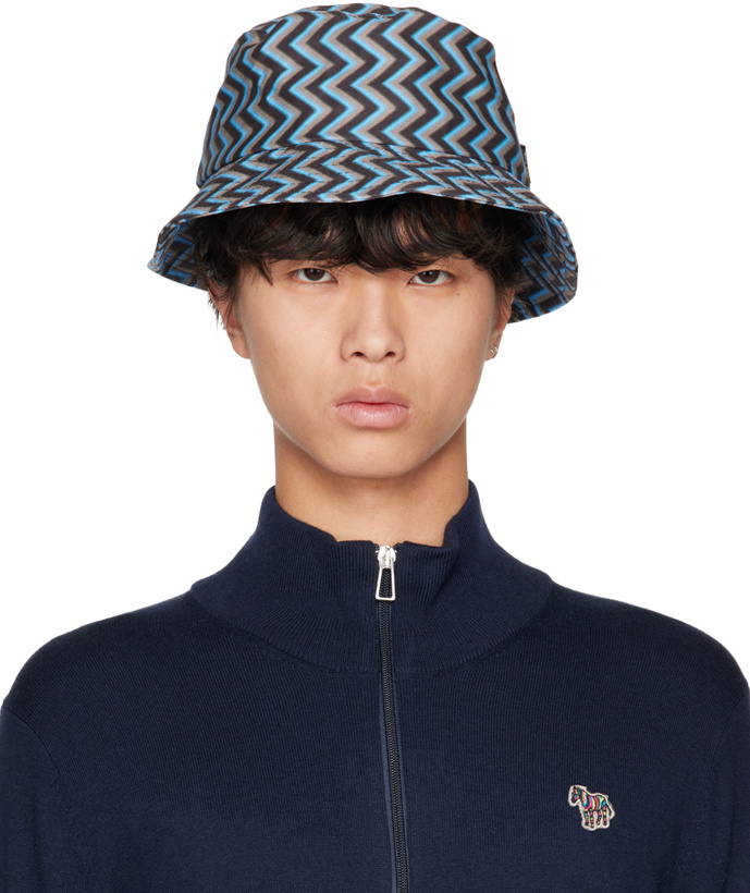 Photo: Paul Smith Blue & Brown Zig Zag Bucket Hat