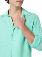 MC2 Saint Barth Man Mint Green Linen Shirt Pamplona