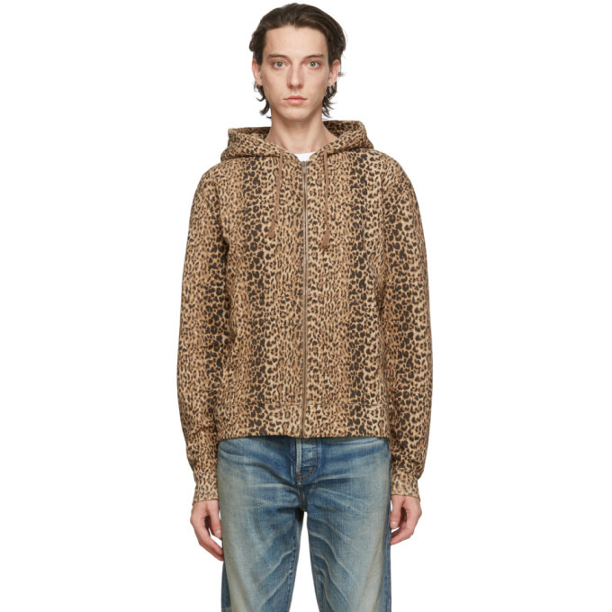 Saint Laurent Brown Leopard Hoodie Saint Laurent