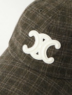 CELINE - Logo-Appliquéd Checked Wool-Felt Baseball Cap - Brown