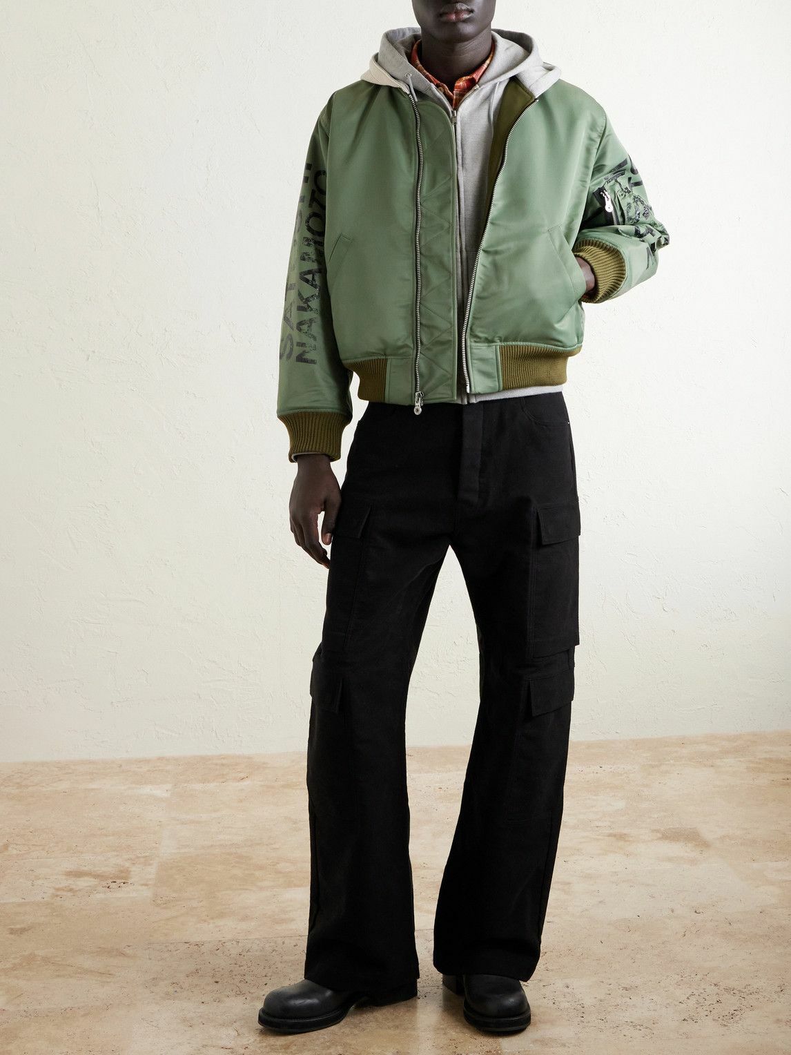 Satoshi Nakamoto - Abandoned Theme Park Printed Shell Bomber Jacket - Green