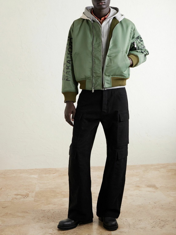 Photo: Satoshi Nakamoto - Abandoned Theme Park Printed Shell Bomber Jacket - Green