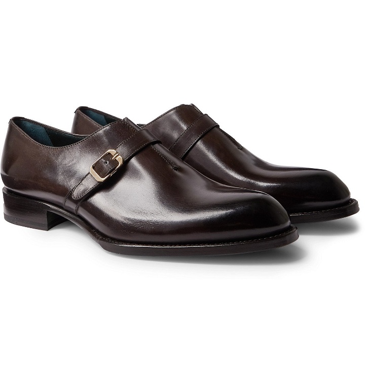 Photo: BRIONI - Benedict Burnished-Leather Monk-Strap Shoes - Brown
