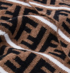 Fendi - Logo-Jacquard Virgin Wool Beanie - Brown