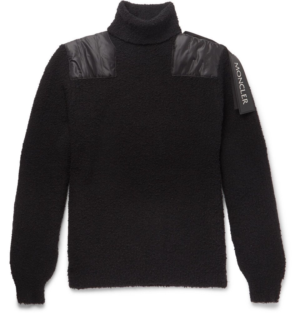 Photo: Moncler C - Shell-Panelled Wool-Blend Bouclé Rollneck Sweater - Men - Black