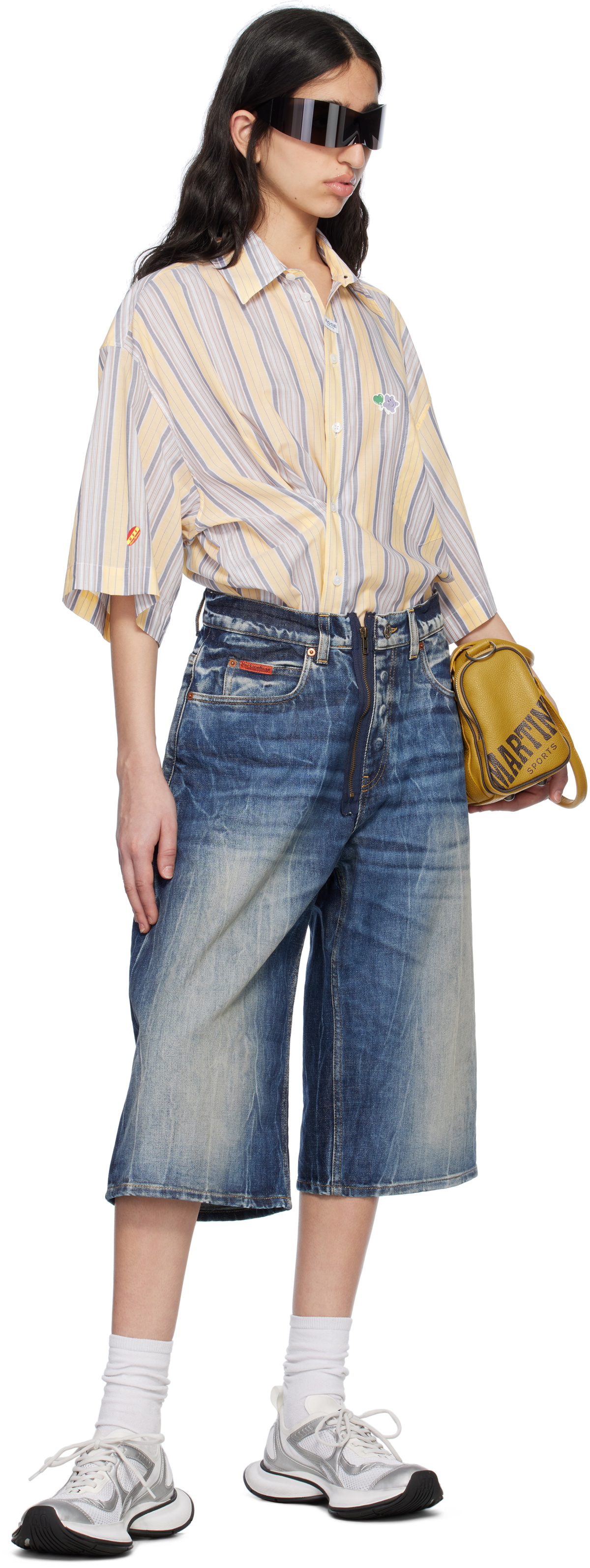 Martine Rose Orange & Blue S/S Boxy Wrap Shirt
