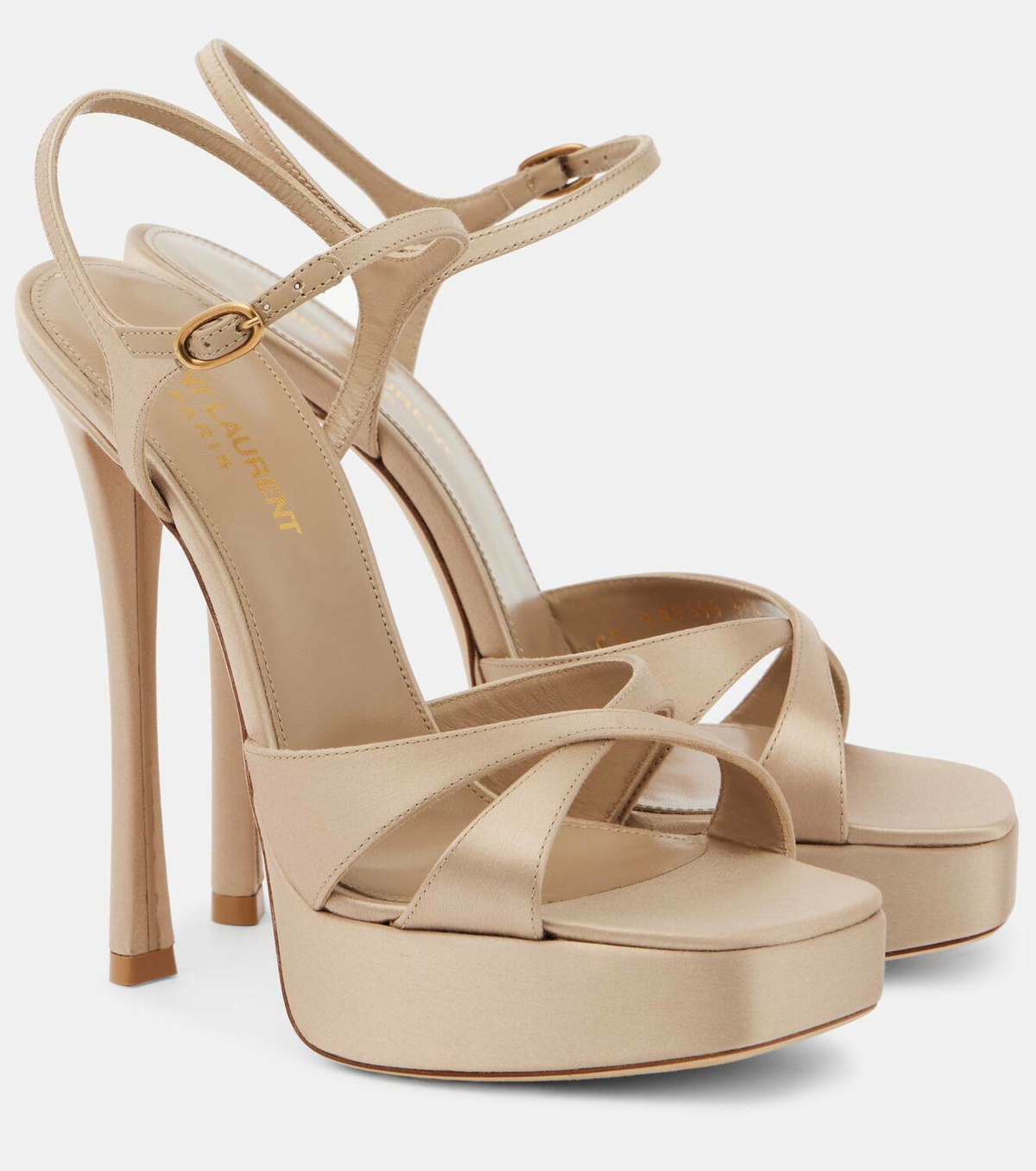 【関税＆送料込み】Saint Laurent Debbie Patent Leather Sand SAINT LAURENT Debbie patent-leather platform sandals | NET-A