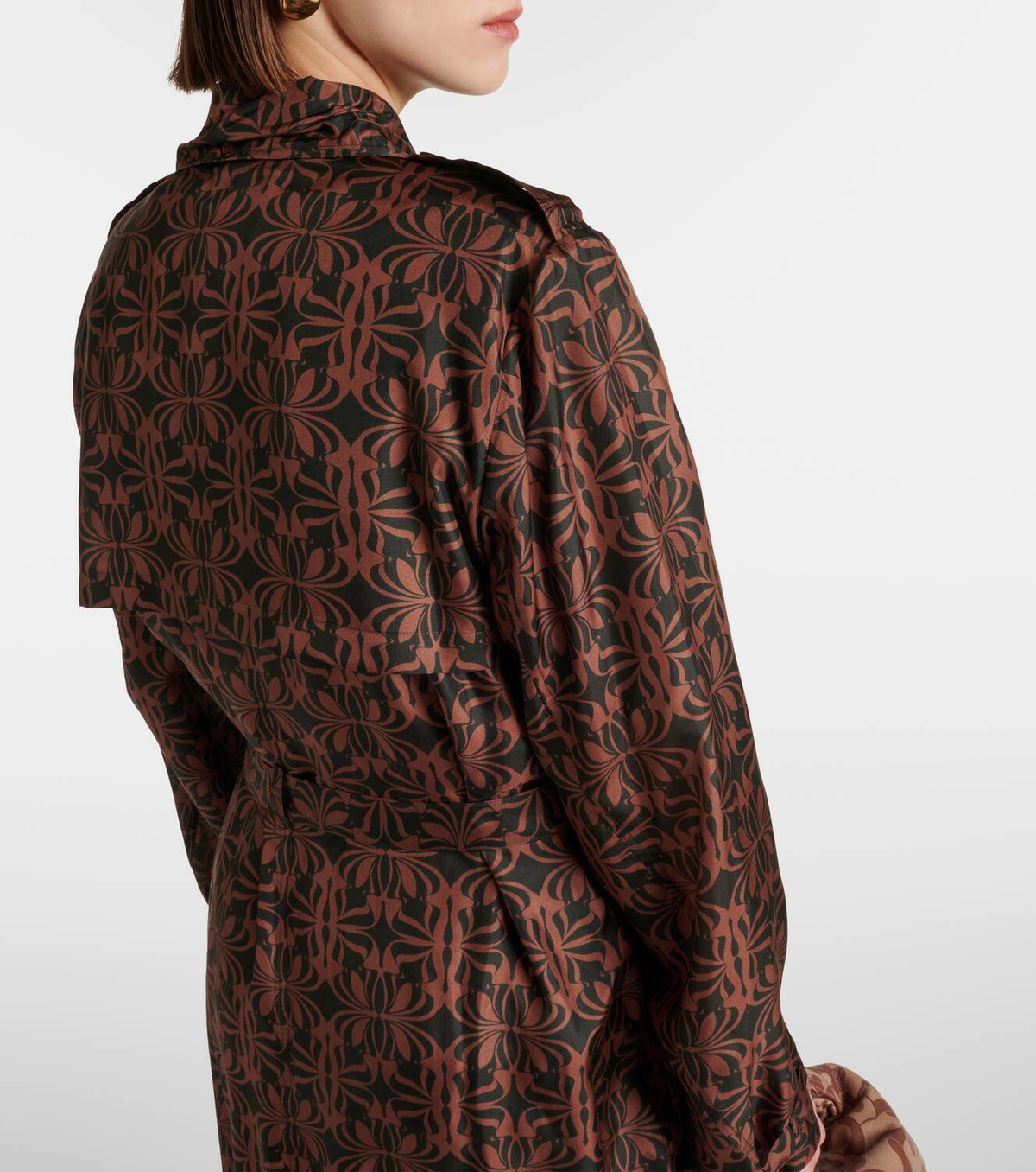 Dries Van Noten Printed silk satin trench coat
