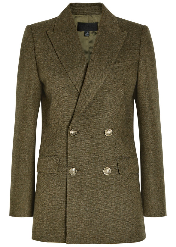 Photo: Nili Lotan Weston Double-breasted Wool Blazer Khaki