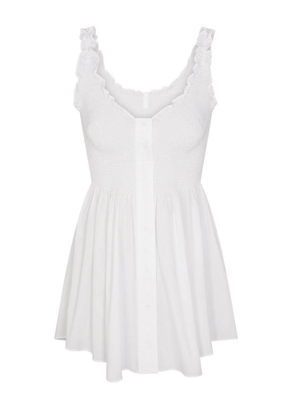 Photo: Skims Smocked Poplin Mini Dress White