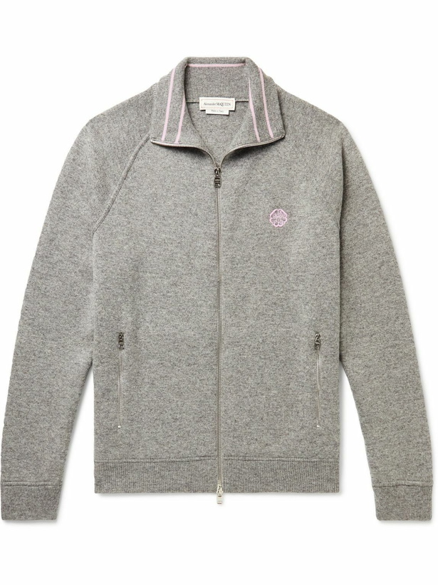 Photo: Alexander McQueen - Logo-Embroidered Cashmere-Blend Track Jacket - Gray