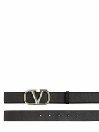 VALENTINO GARAVANI - 30mm Leather Belt W/ V Logo Buckle