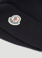 Moncler - Logo-Patch Beanie Hat in Blue