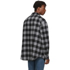 Balenciaga Grey and Black Flannel Flap Long Sleeve Shirt