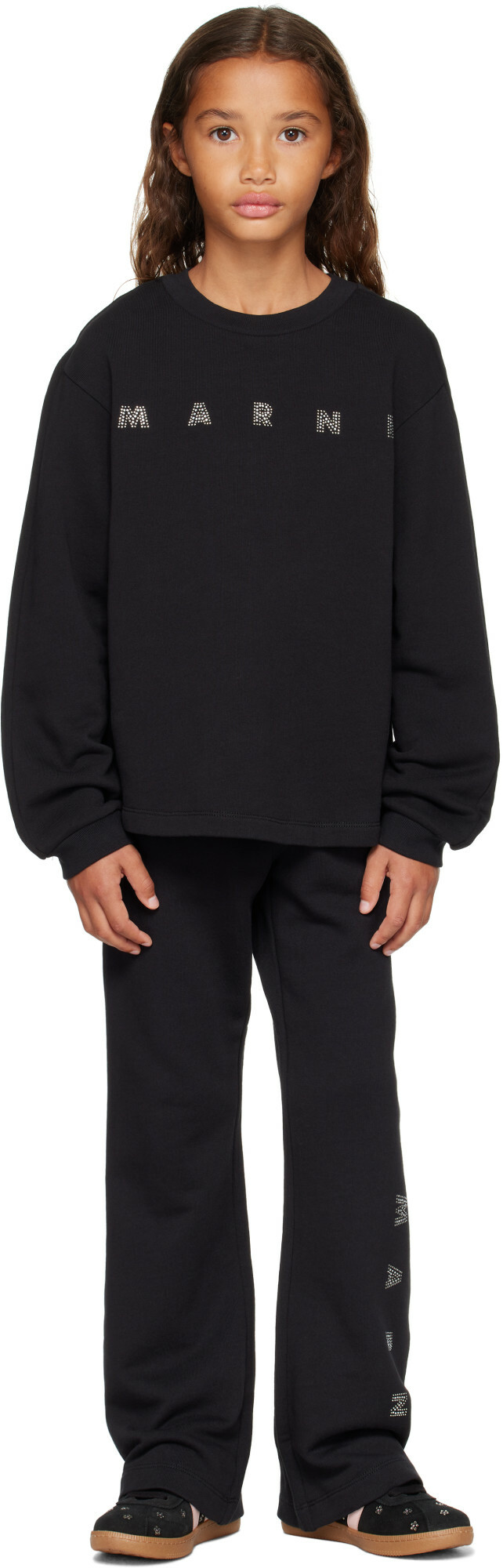 Marni Kids Black Logo Trousers