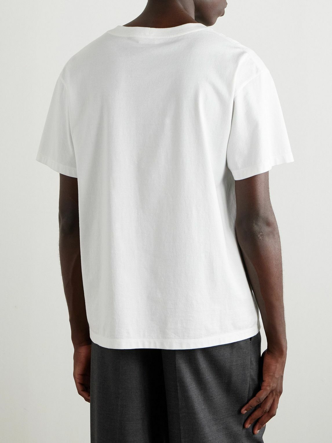 CELINE - Logo-Flocked Cotton-Jersey T-Shirt - Neutrals