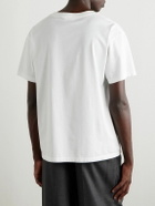 CELINE - Logo-Flocked Cotton-Jersey T-Shirt - Neutrals