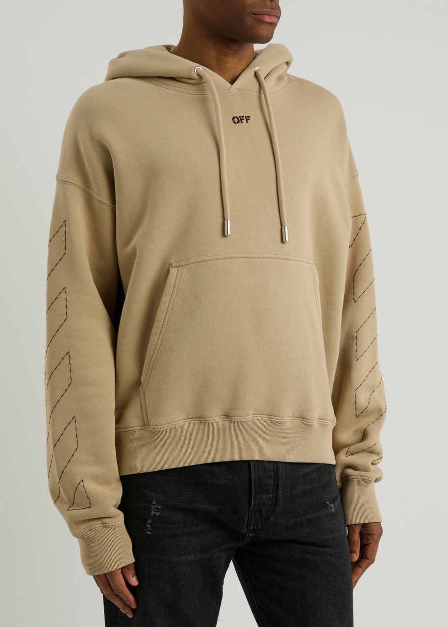 Off-white Skate Hooded Cotton Sweatshirt Tan