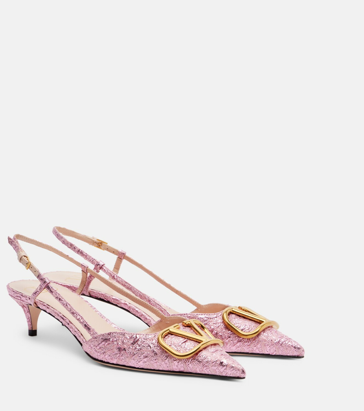Valentino Garavani VLogo cloqué jacquard slingback pumps
