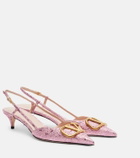 Valentino Garavani VLogo cloqué jacquard slingback pumps