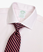 Brooks Brothers Men's Stretch Milano Slim-Fit Dress Shirt, Non-Iron Twill English Collar French Cuff Micro-Check | Pink