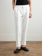 Dolce&Gabbana - Straight-Leg Pleated Linen Trousers - White