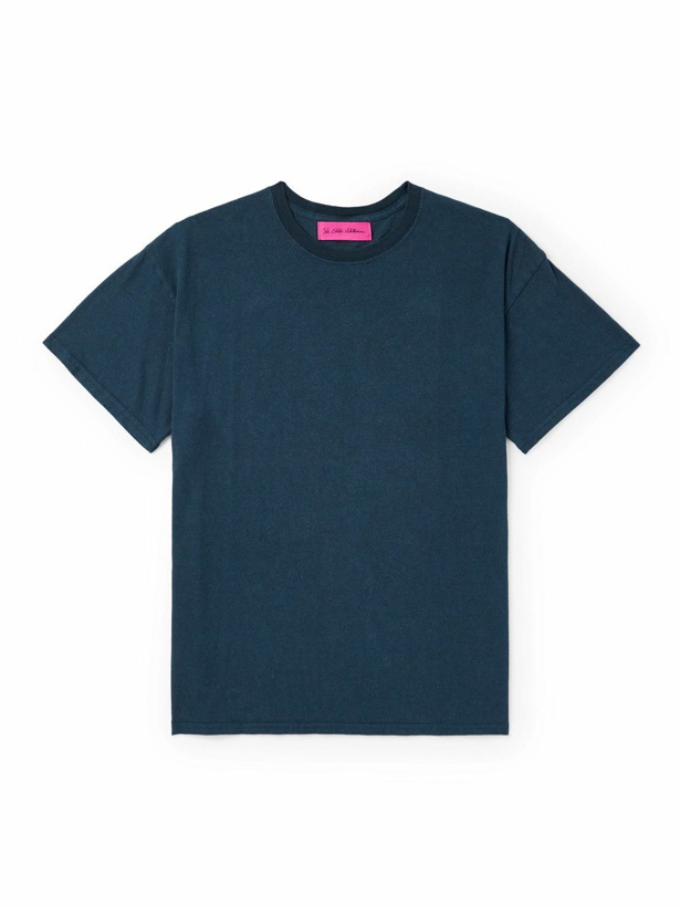 Photo: The Elder Statesman - Printed Cotton and Linen-Blend Jersey T-Shirt - Blue