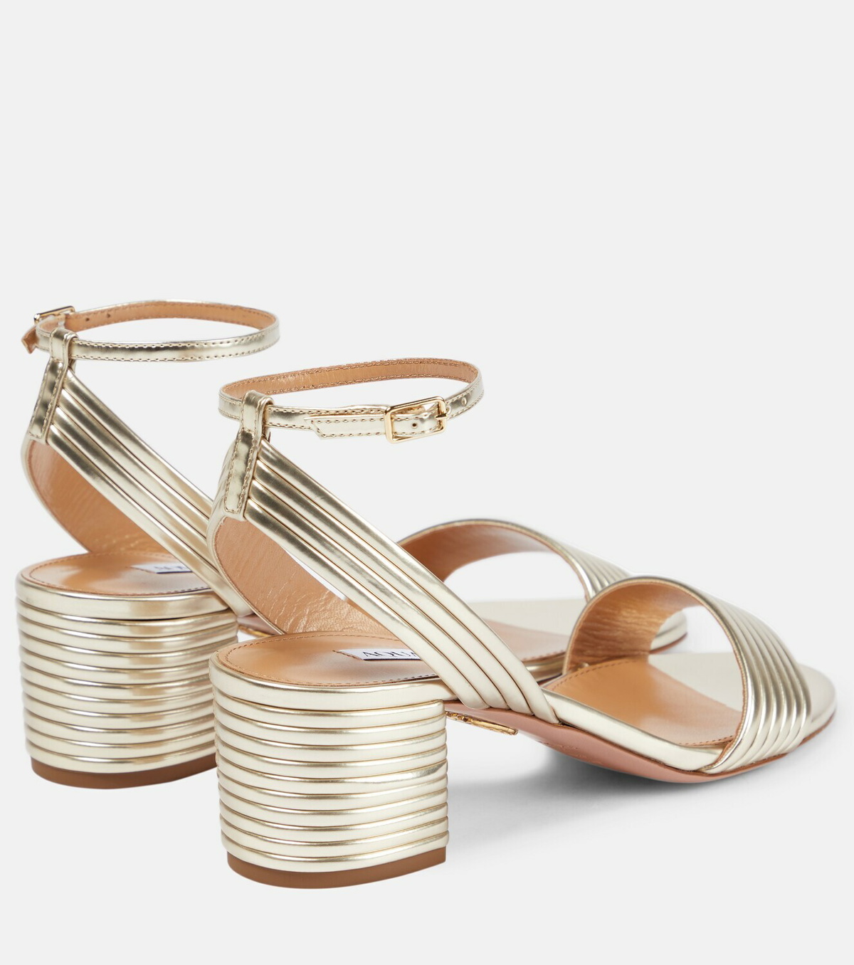 サンダル・ミュール Aquazzura Sundance 50 Mm Sandal AQUAZZURA Sundance 50 metallic vegan leather sandals | NET-A