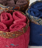 Etro Giano set of 4 face towels and basket