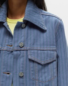 Ganni Stripe Overdyed Denim Jacket Blue - Womens - Denim Jackets