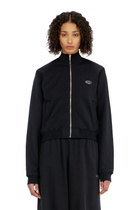 Diesel Zipped sweatshirt with silver Oval D - Sweaters Womens in Black