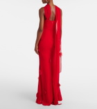 Self-Portrait Floral-appliqué scarf-detail gown