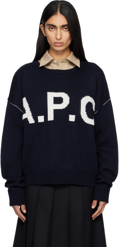 Photo: A.P.C. Navy Logo 'A.P.C' Sweater