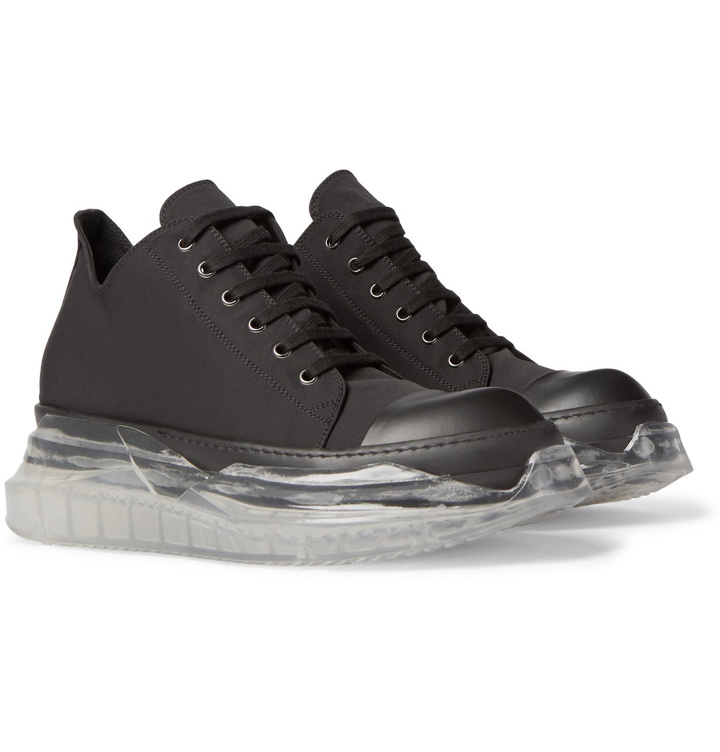 Photo: Rick Owens - Leather-Trimmed Canvas Sneakers - Black