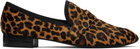Repetto Tan & Black Michael Animal Print Rubber Sole Loafers