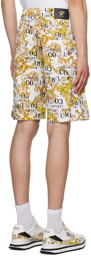 Versace Jeans Couture White & Gold Regalia Baroque Shorts