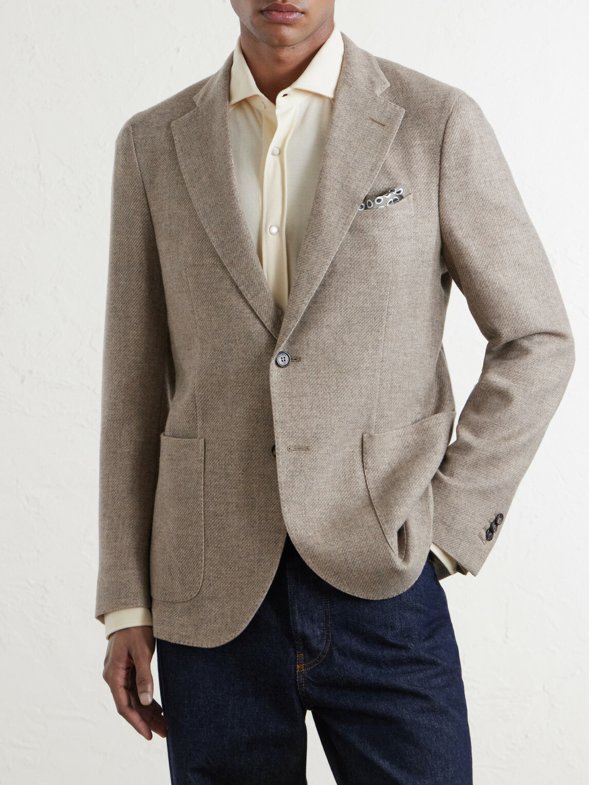 Slowear - Cotton, Wool and Cashmere- Blend Jacquard Blazer - Neutrals