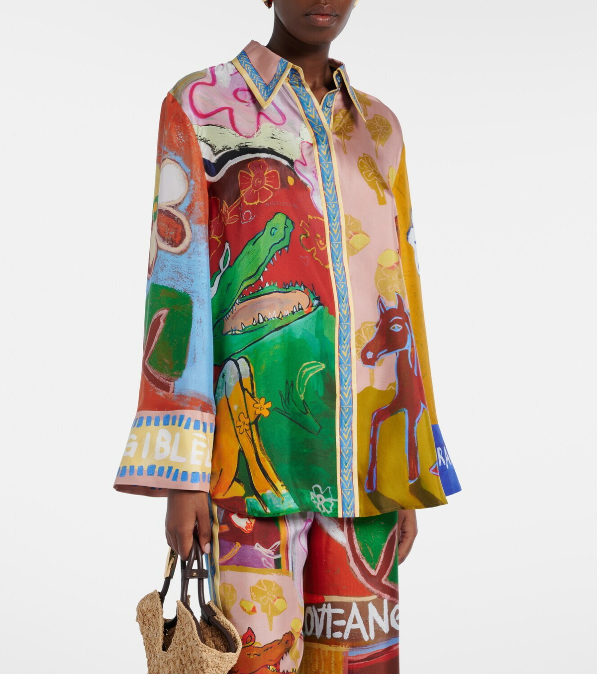 Alémais Mlak printed silk twill shirt