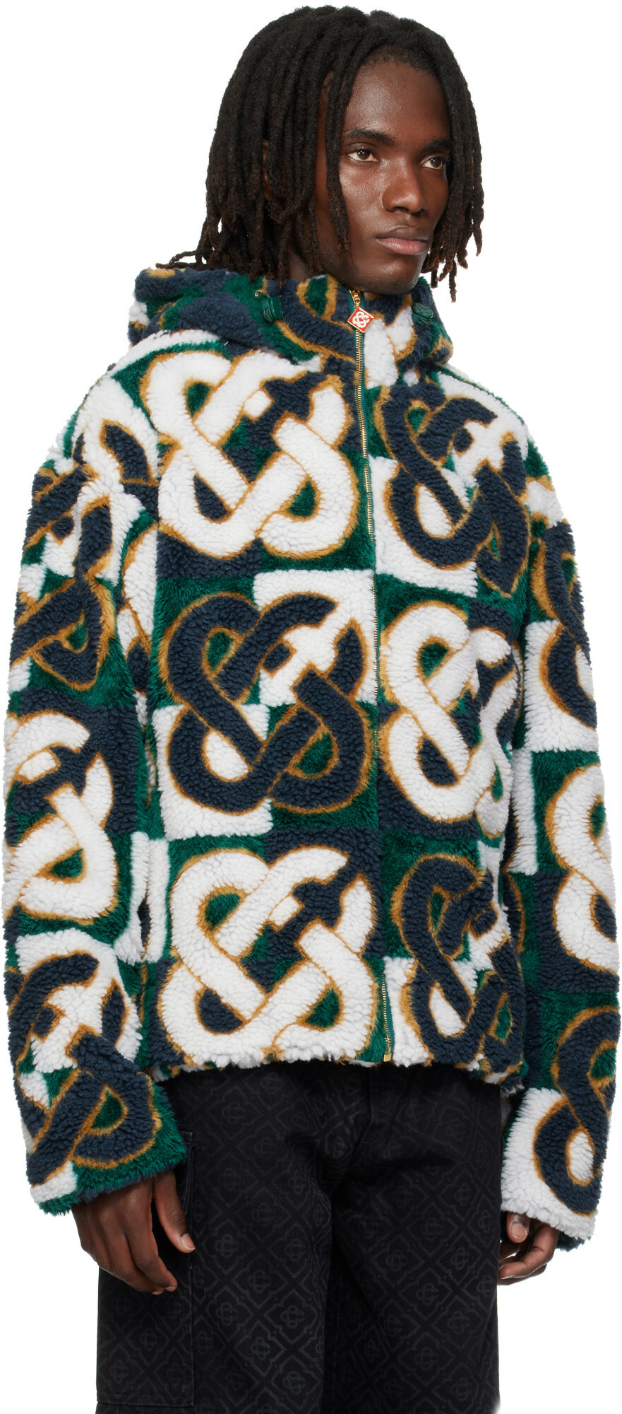 Casablanca White & Green Check Monogram Fleece Jacket